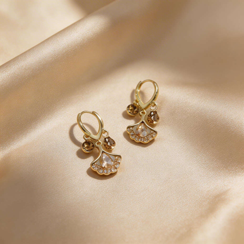 Fan-Shaped Drop Hoop Earrings