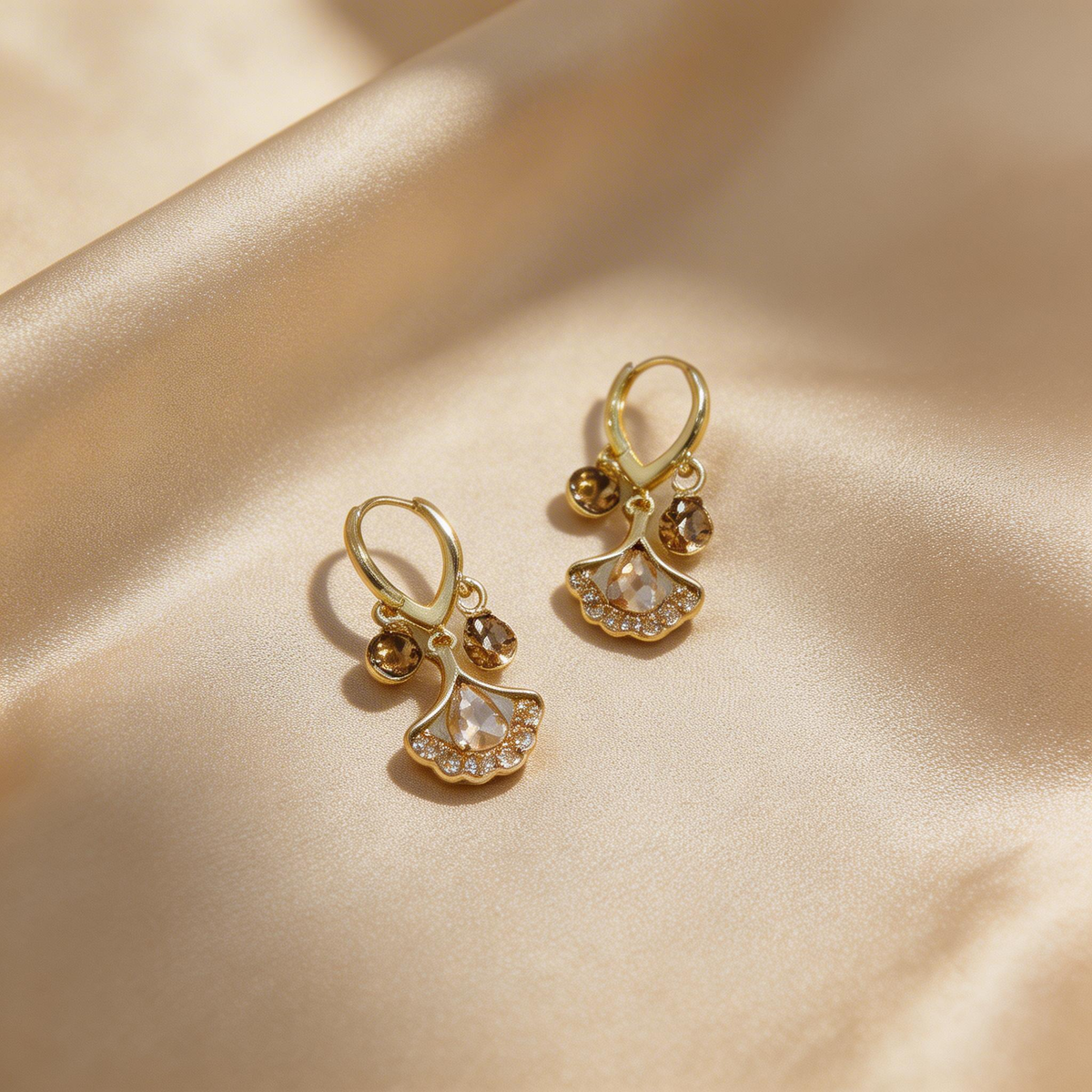 Fan-Shaped Drop Hoop Earrings