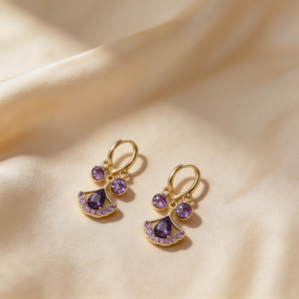 Fan-Shaped Drop Hoop Earrings