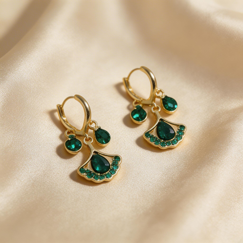 Fan-Shaped Drop Hoop Earrings