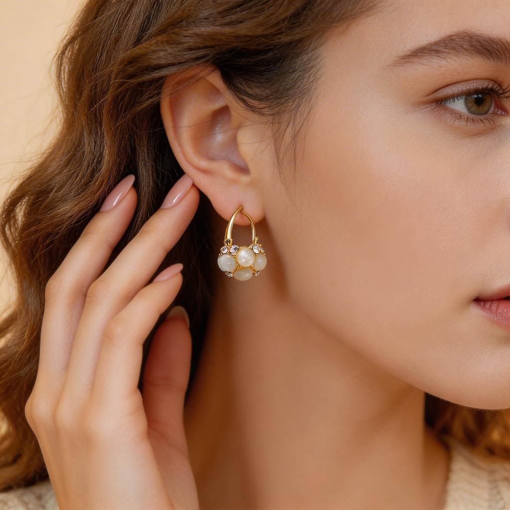 Cat’s Eye Sphere Drop Earrings