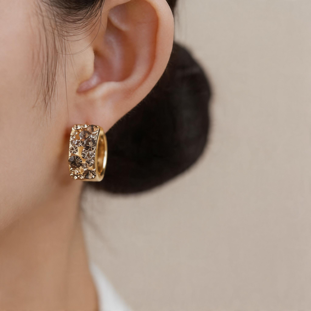 Vintage Pavé Wide Hoop Earrings