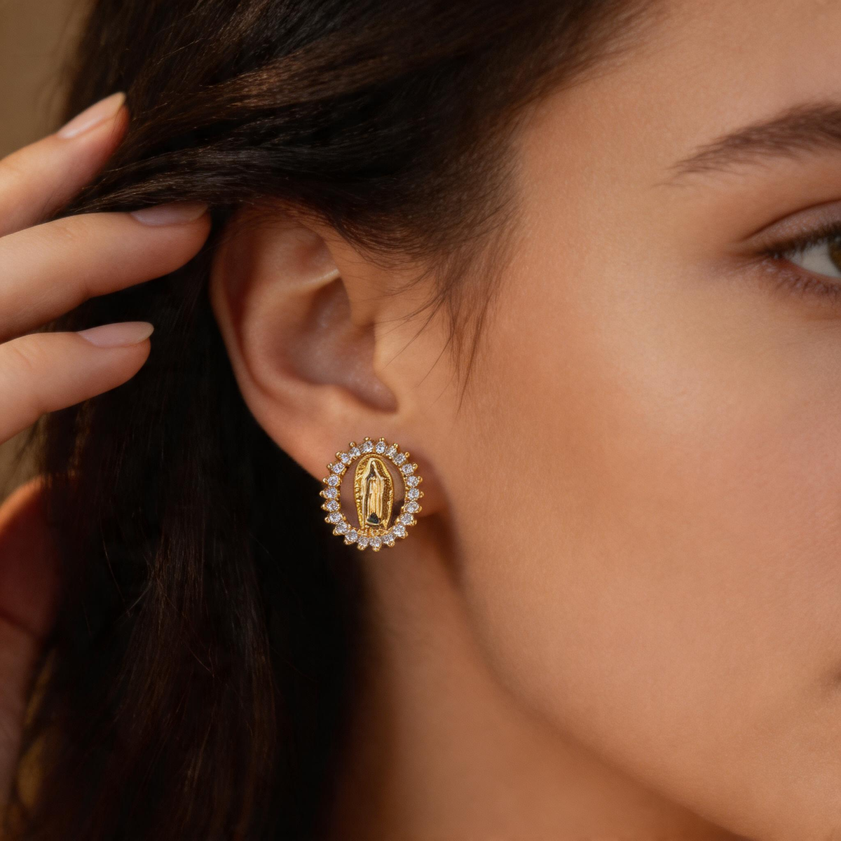 Virgin Maria Halo Stud Earrings