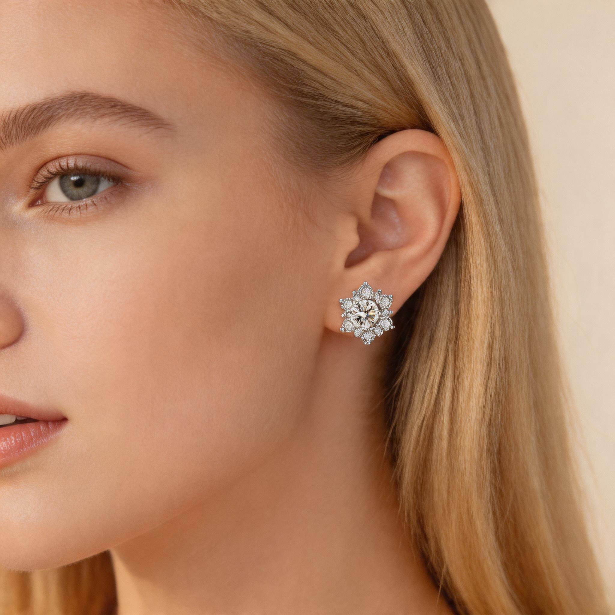 Halo Sunflower Stud Earrings