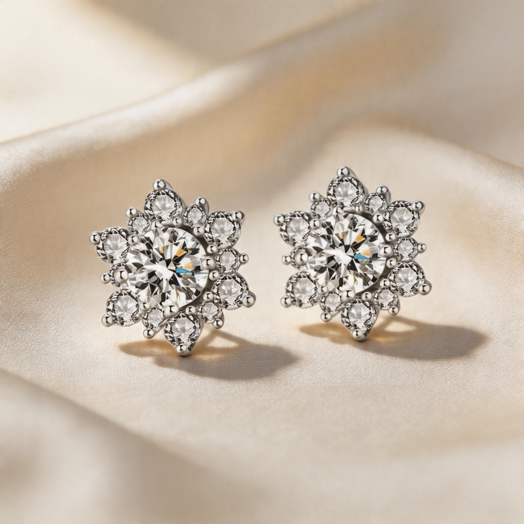 Halo Sunflower Stud Earrings