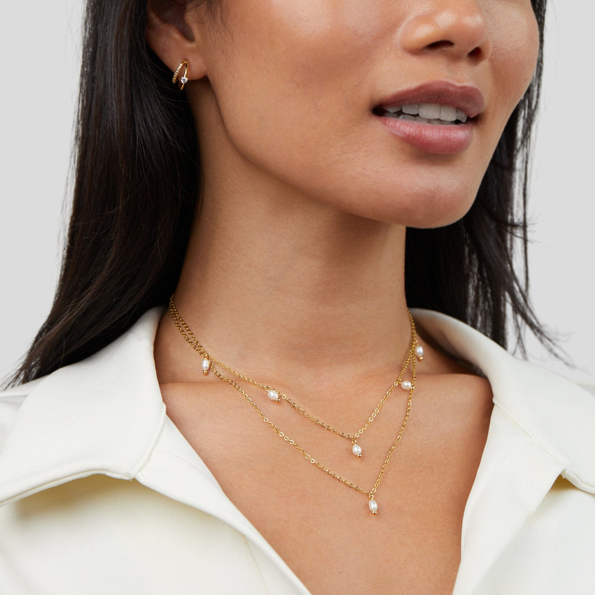 Tanya – Gold Necklace with Layered and Modern Links.