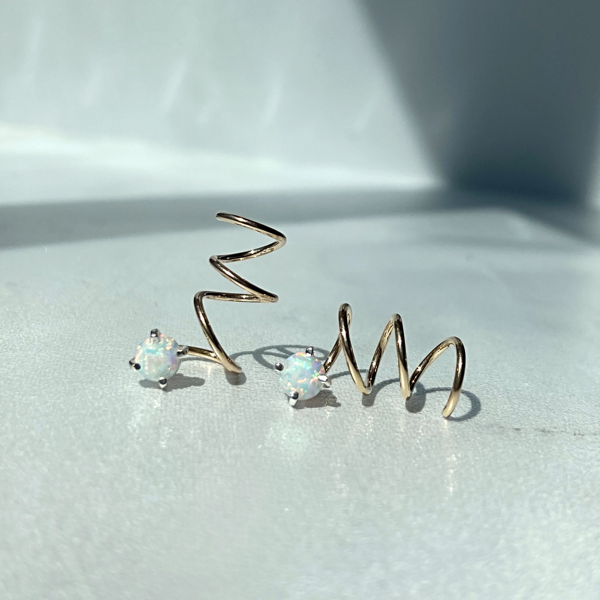 Opal Spiral Drop Earrings
