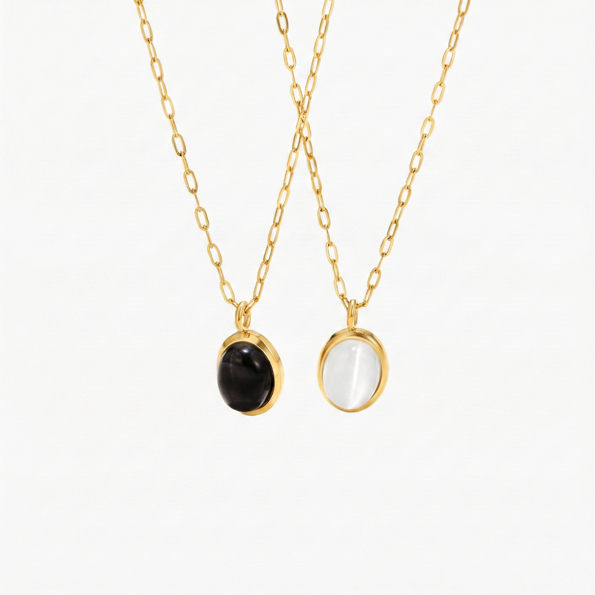 Veronica – Double Gold Necklace with Black Accents.