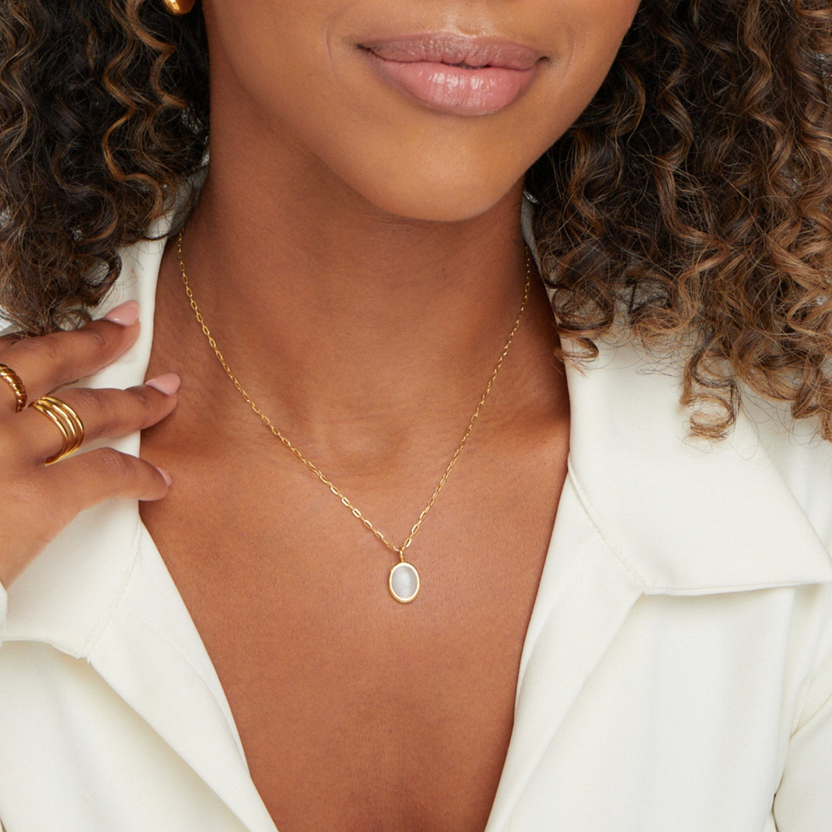 Veronica – Double Gold Necklace with Black Accents.